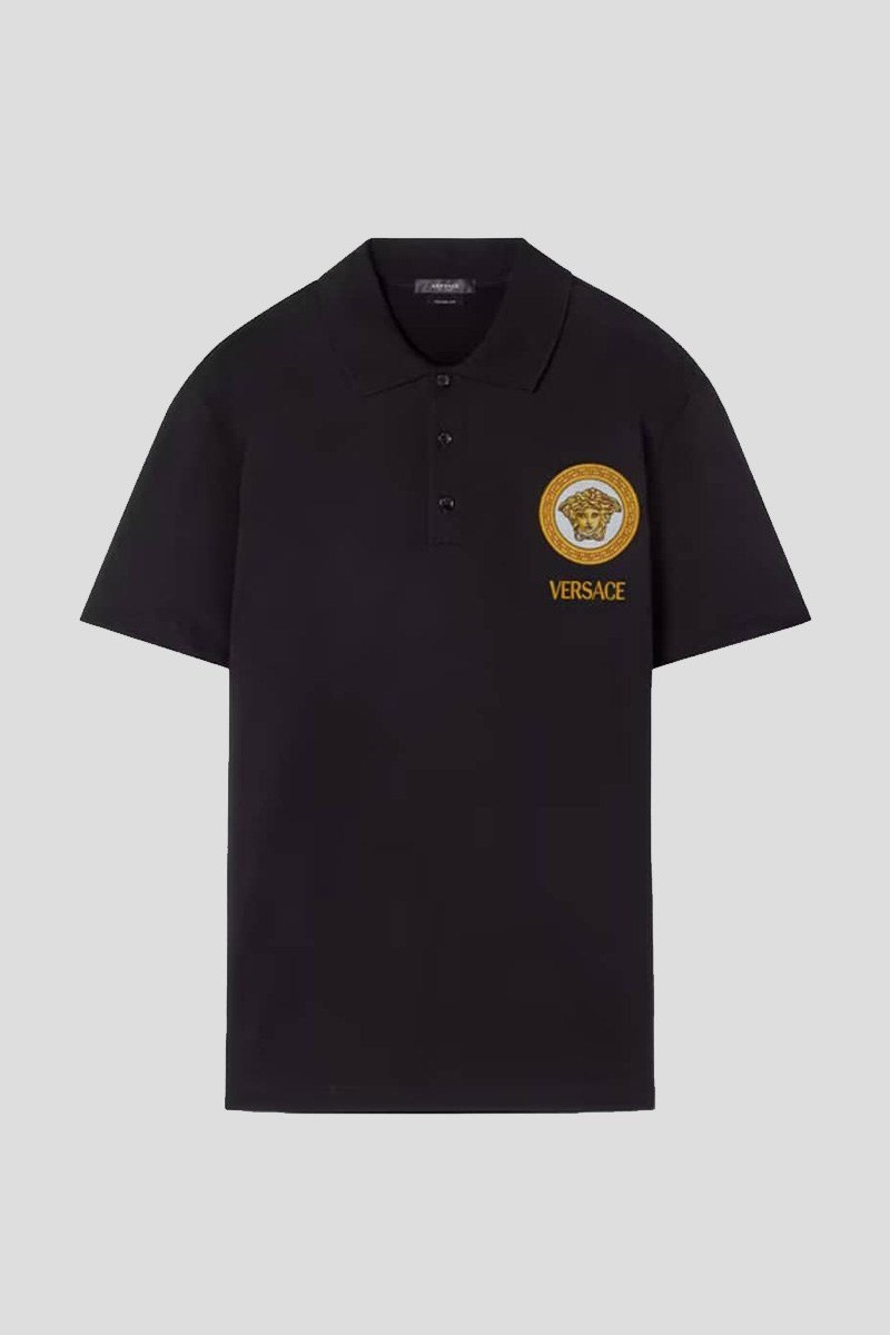 Ανδρικό Μαύρο Medusa Embroidered Polo VERSACE