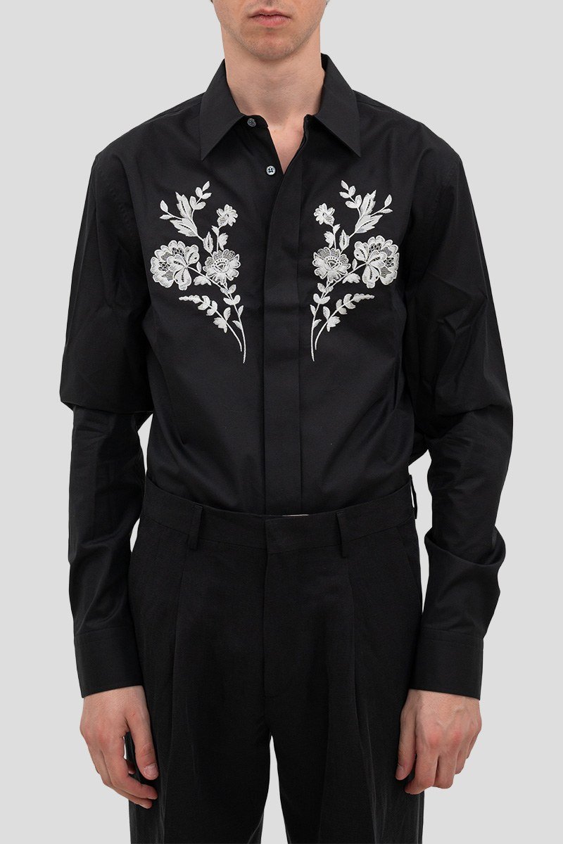 Ανδρικό-Μαύρο-Mens-Shirt-Black-With-Flowers-ALEXANDER-MCQUEEN