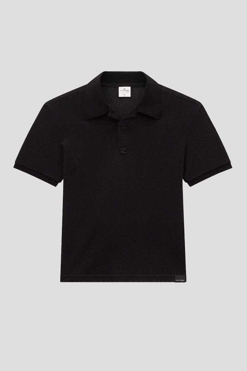 Ανδρικό Μαύρο Mesh polo with COURRÈGES