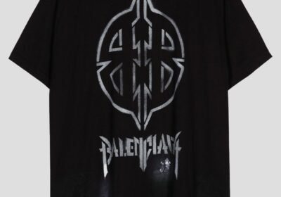 Ανδρικό-Μαύρο-Metal-BB-Stencil-Cotton-T-shirt-BALENCIAGA