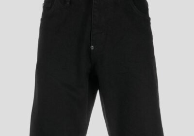 Ανδρικό-Μαύρο-Mid-Rise-Logo-Jean-Shorts-PHILIPP-PLEIN