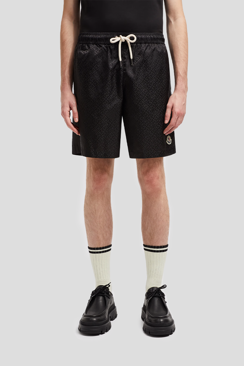 Ανδρικό-Μαύρο-Monogram-Jacquard-Swim-Shorts-MONCLER
