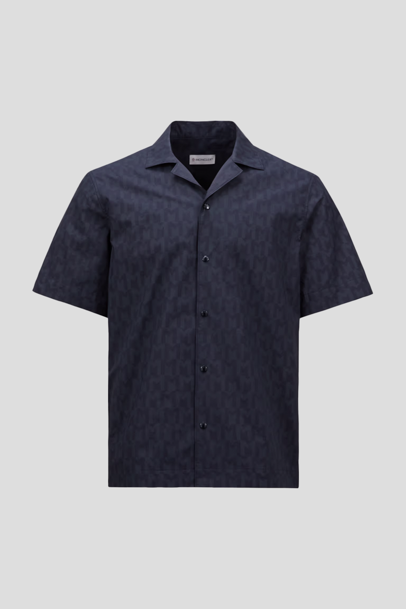 Ανδρικό-Μαύρο-Monogram-Print-Cotton-Shirt-MONCLER