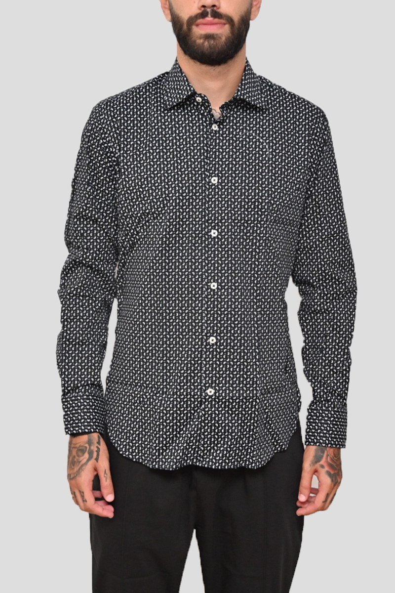 Ανδρικό-Μαύρο-Patterned-Shirt-In-Black-MONK