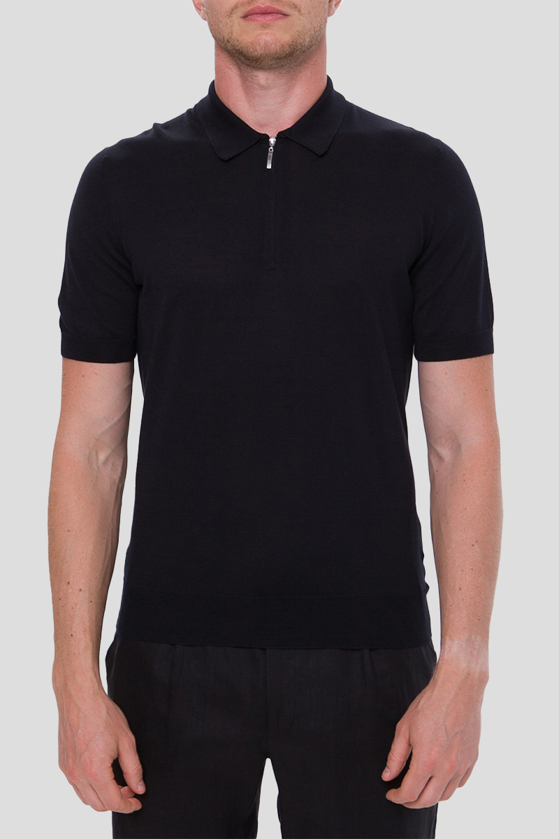 Ανδρικό-Μαύρο-Polo-T-shirt-Zip-GRAN-SASSO