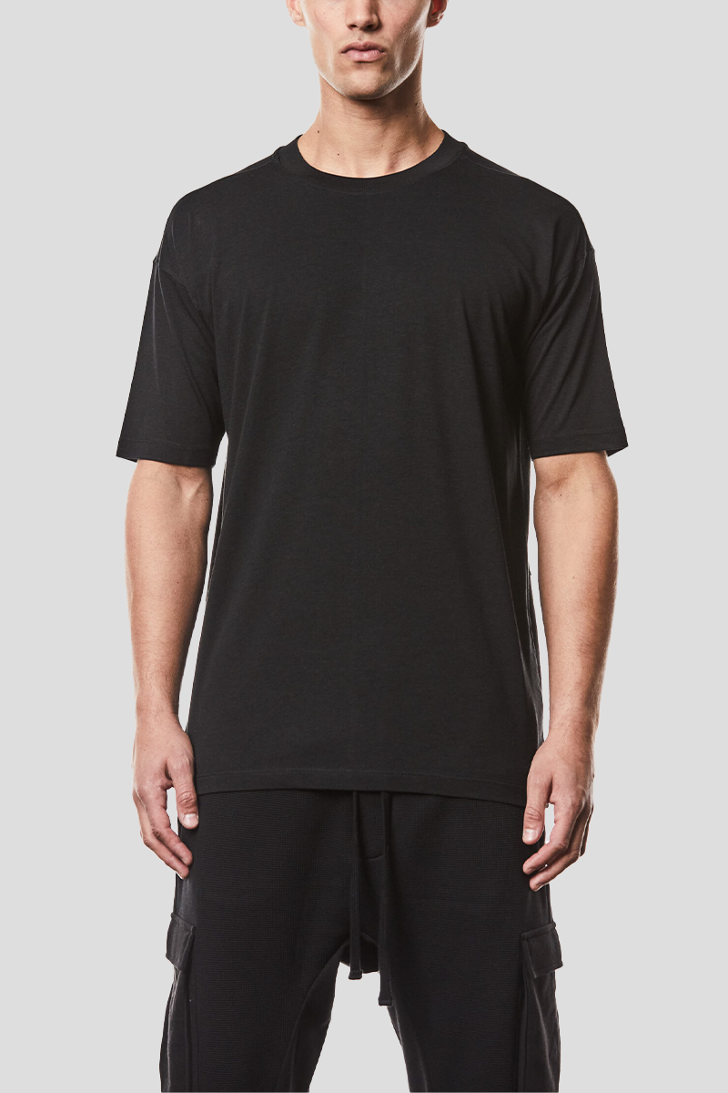 Ανδρικό-Μαύρο-Printed-Round-Neck-Shirt-THOM-KROM