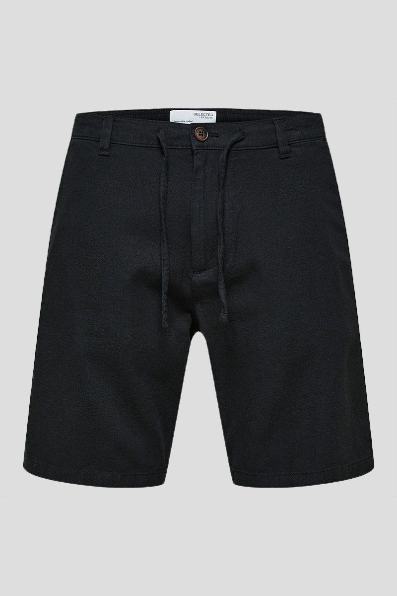Ανδρικό-Μαύρο-Regular-Brody-Linen-Shorts-SELECTED-HOMME