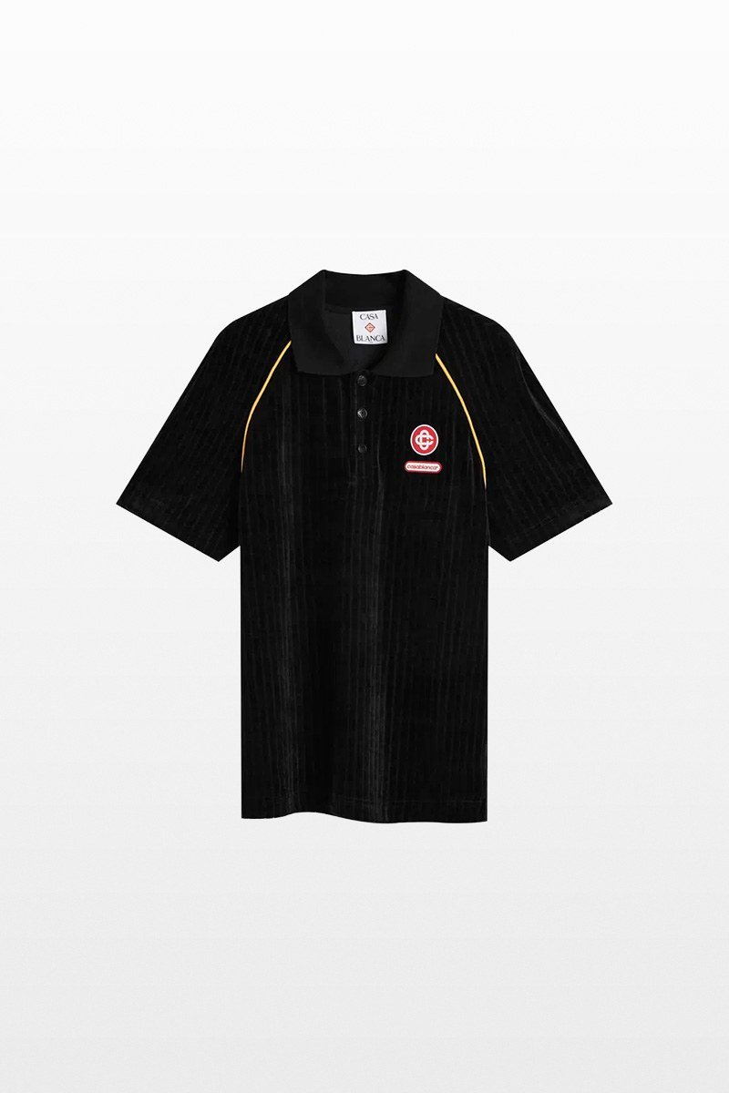 Ανδρικό-Μαύρο-Rib-Velour-Raglan-Polo-CASABLANCA