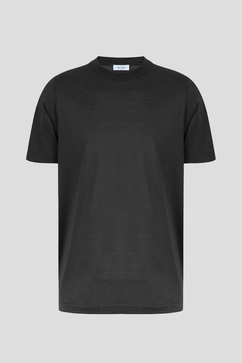 Ανδρικό-Μαύρο-Round-Neck-T-Shirt-GRAN-SASSO