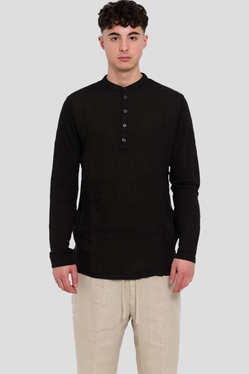 Ανδρικό Μαύρο Serafino Regular Fit 120% LINO