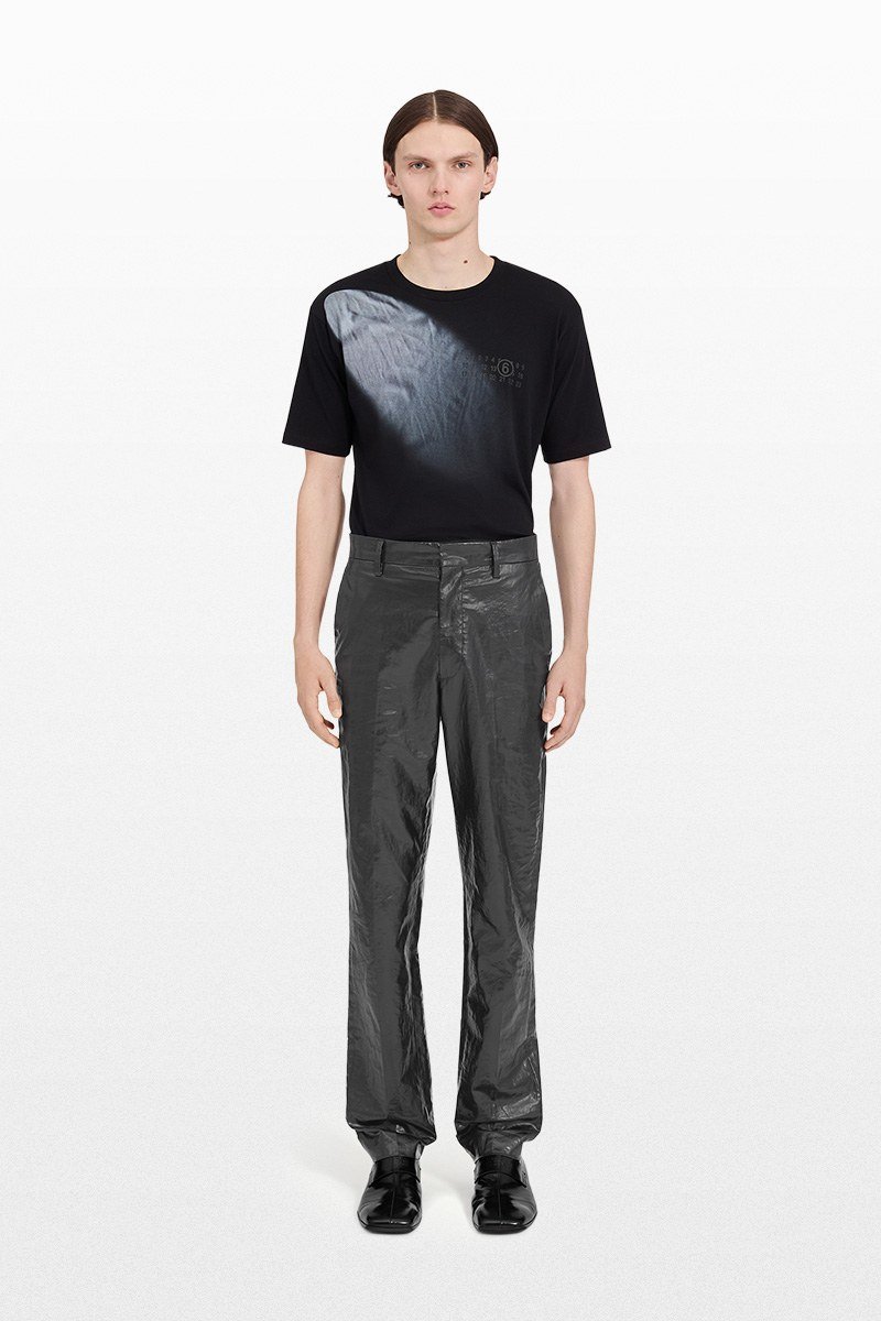 Ανδρικό Μαύρο Shiny Coated Linen MM6 MAISON MARGIELA