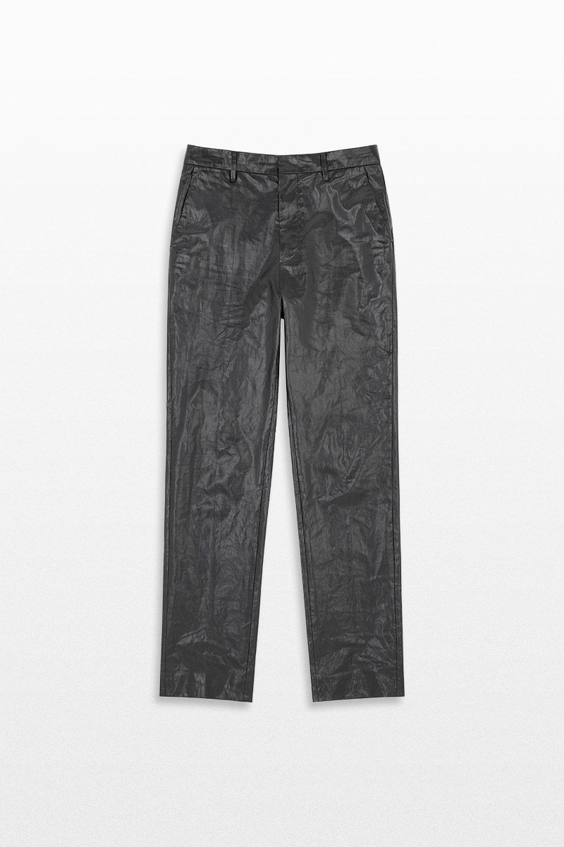 Ανδρικό-Μαύρο-Shiny-Coated-Linen-Trousers-MM6-MAISON-MARGIELA