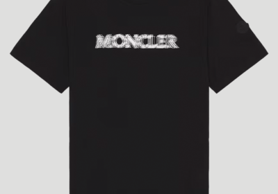 Ανδρικό-Μαύρο-Short-Sleeve-T-Shirt-with-Logo-Print-MONCLER