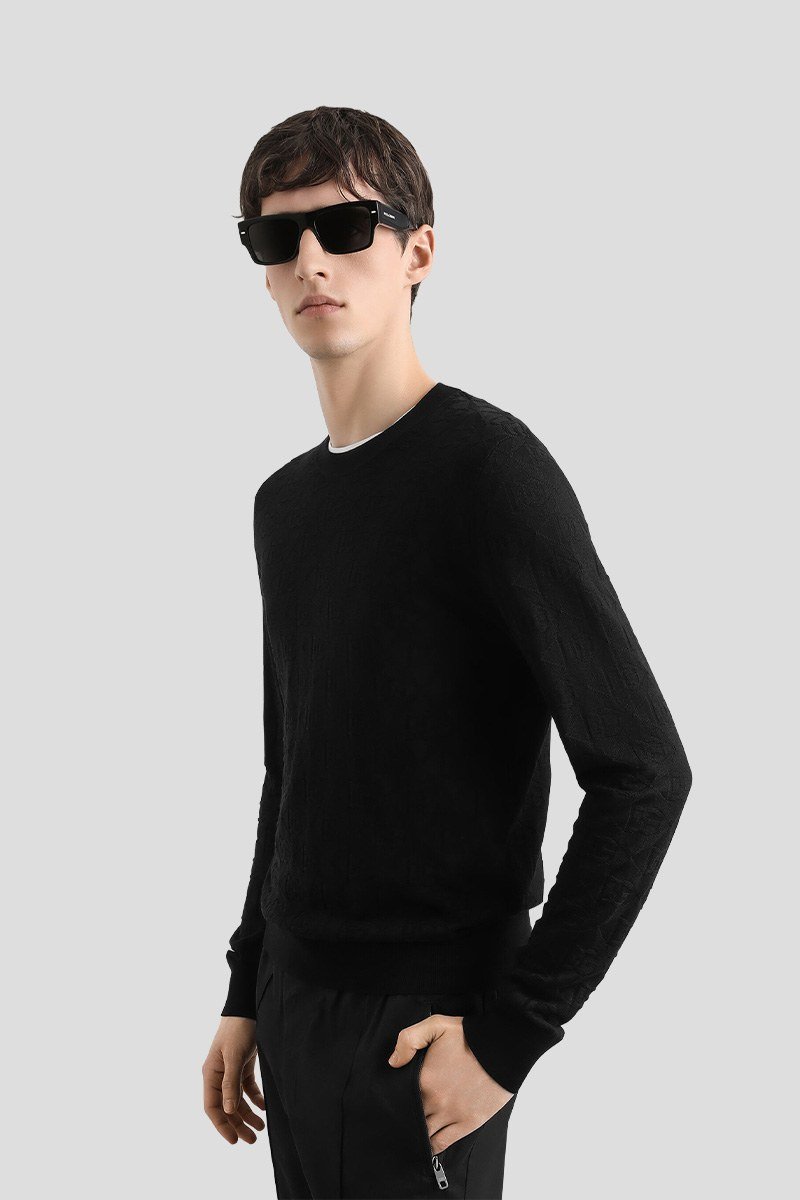 Ανδρικό Μαύρο Silk Crewneck Pullover DOLCE&GABBANA