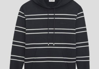 Ανδρικό-Μαύρο-Striped-Hoodie-SAINT-LAURENT
