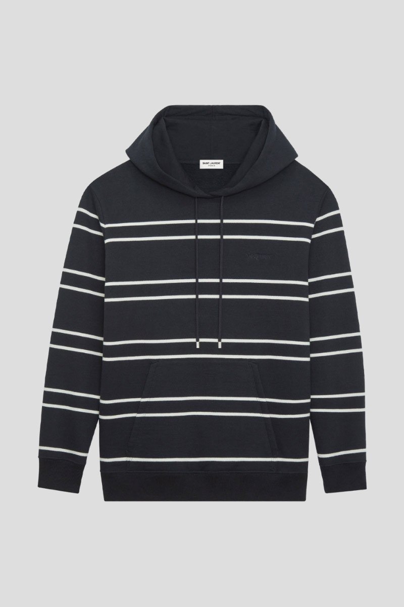 Ανδρικό-Μαύρο-Striped-Hoodie-SAINT-LAURENT