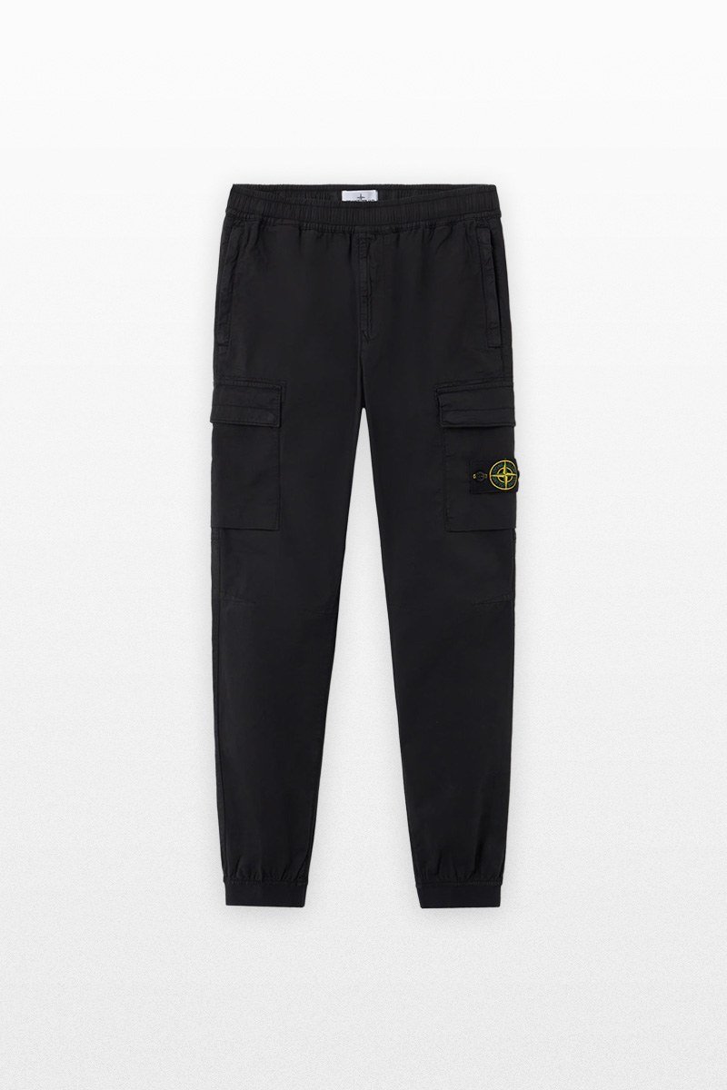 Ανδρικό-Μαύρο-Supima®-Cotton-Twill-Stretch-TC-Cargo-Trousers-STONE-ISLAND
