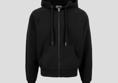 Ανδρικό-Μαύρο-Sweatshirt-Hoodie-with-Zip-AMI-PARIS