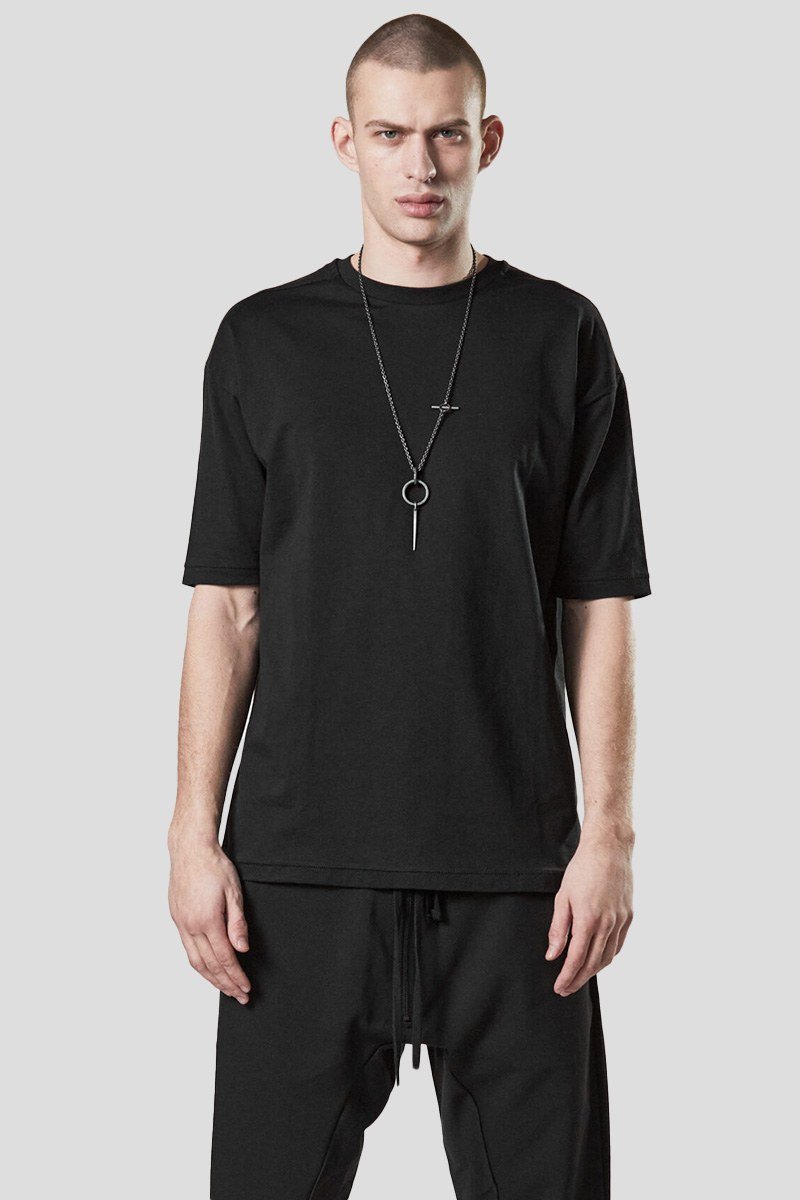 Ανδρικό-Μαύρο-T-Shirt-In-Black-THOM-KROM