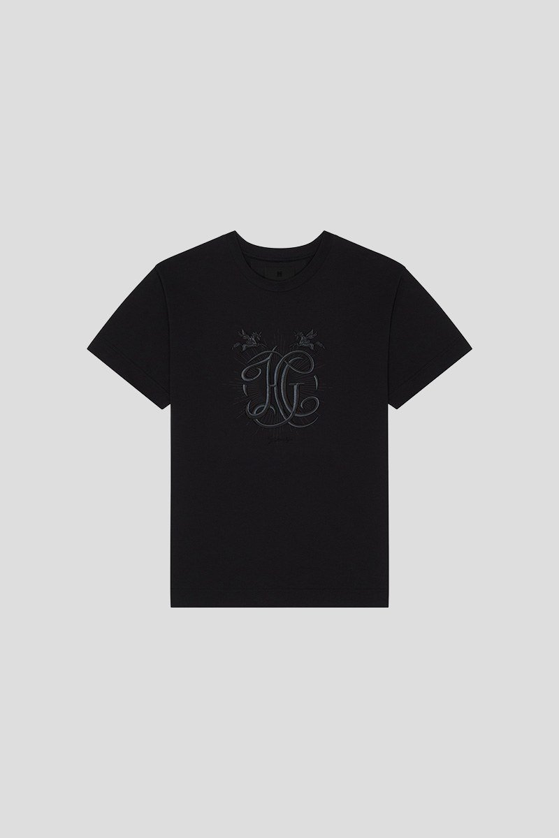 Ανδρικό-Μαύρο-T-shirt-In-Cotton-With-HG-Embroidery-GIVENCHY