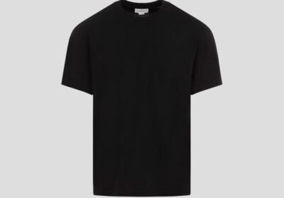 Ανδρικό-Μαύρο-Tape-Logo-T-Shirt-ALEXANDER-MCQUEEN