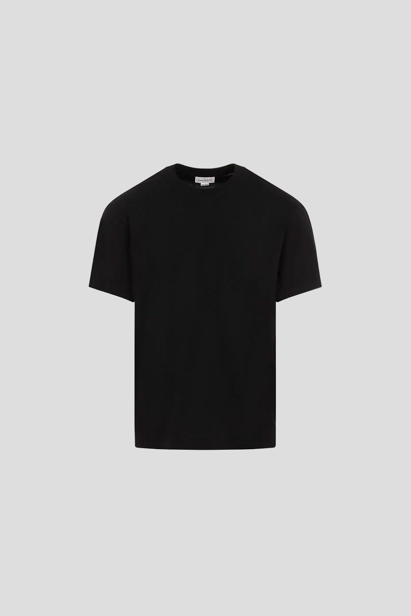 Ανδρικό-Μαύρο-Tape-Logo-T-Shirt-ALEXANDER-MCQUEEN