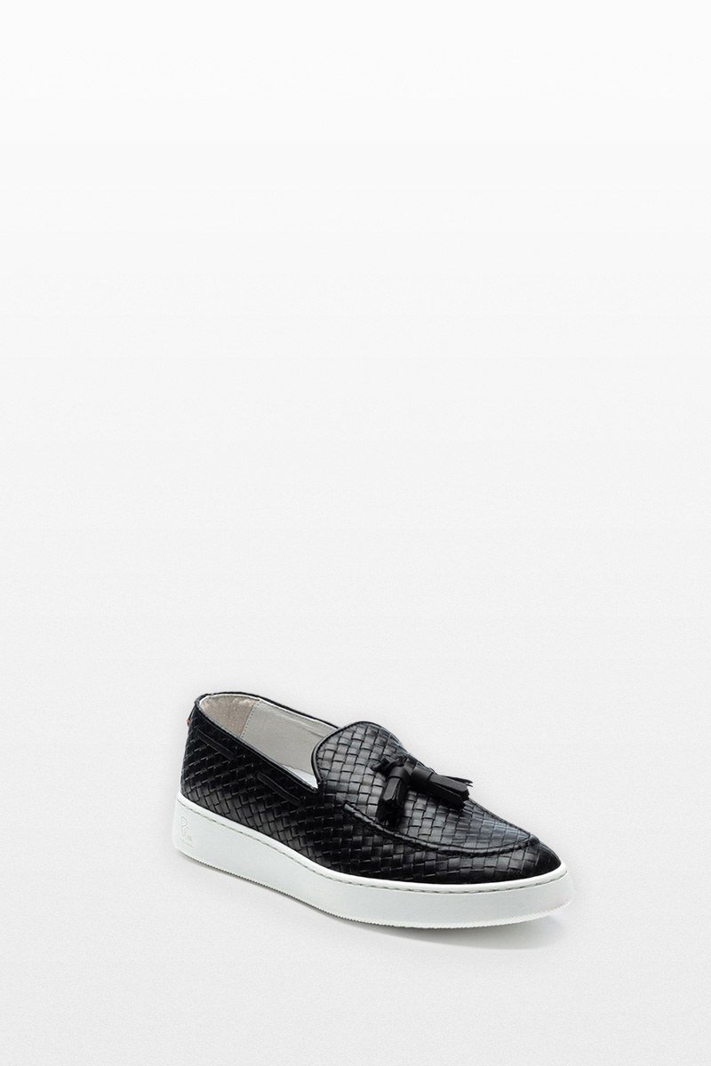 Ανδρικό Μαύρο Tassel Leather Moccasins PHILIPPE LANG