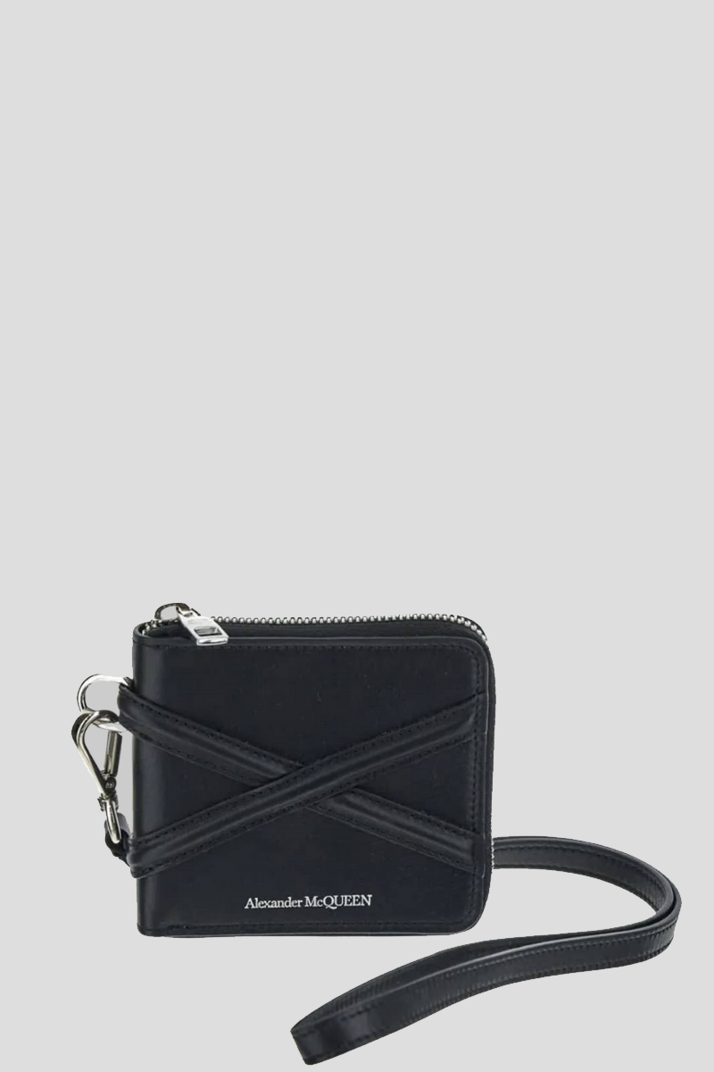 Ανδρικό-Μαύρο-The-Harness-Zip-Around-Billfold-Wallet-ALEXANDER-MCQUEEN