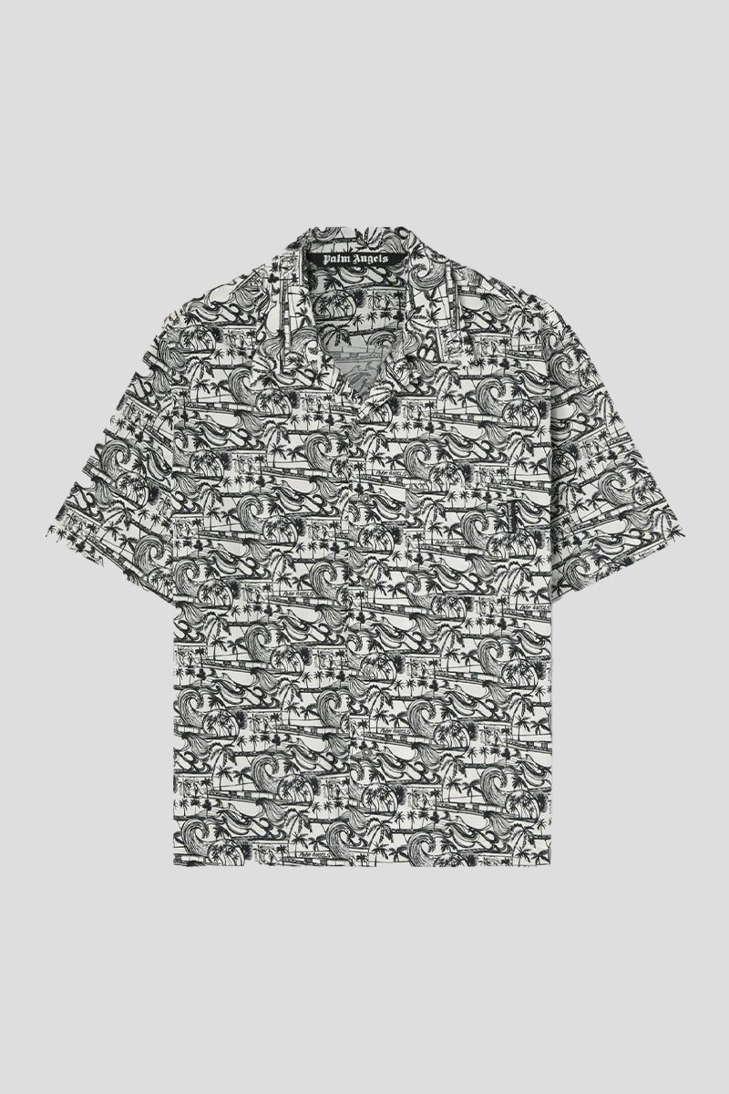Ανδρικό Μαύρο Waves Bowling Shirt PALM ANGELS