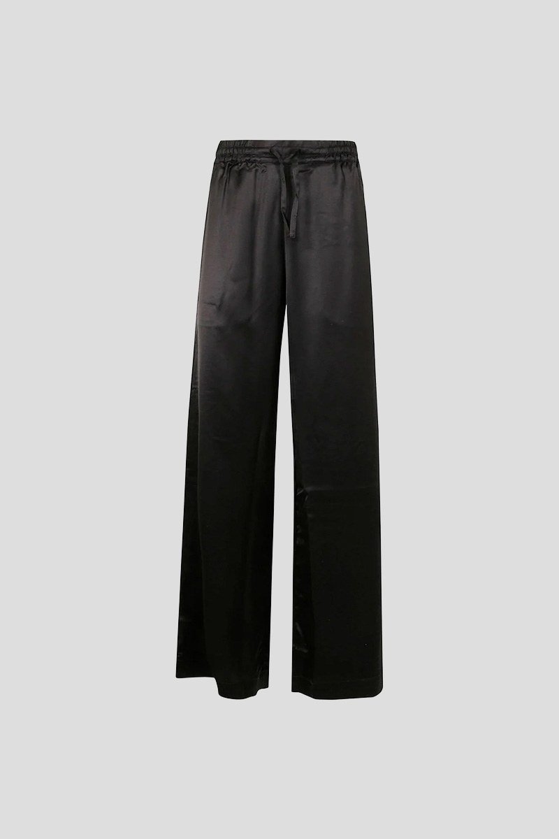 Ανδρικό-Μαύρο-Wide-Leg-Satin-Drawstring-Trousers-MARINE-SERRE