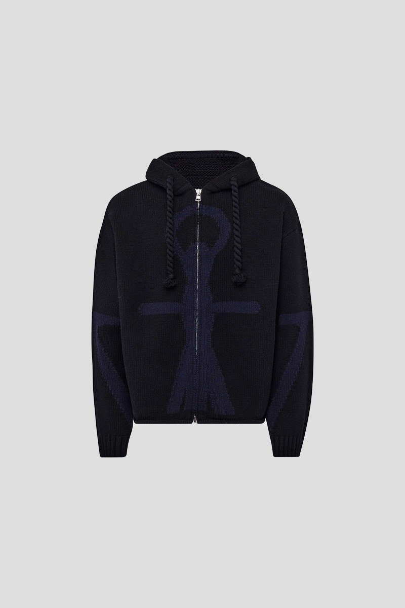 Ανδρικό-Μαύρο-Zip-Up-Anchor-Hoodie-JWANDERSON