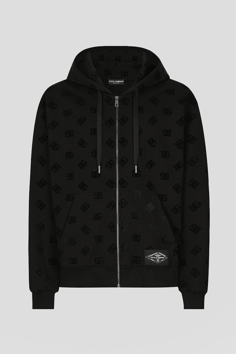 Ανδρικό-Μαύρο-Zip-up-Hoodie-With-All-Over-DG-Print-DOLCEGABBANA