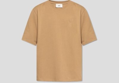 Ανδρικό-Μπεζ-Ami-De-Coeur-Embossed-T-Shirt-AMI-PARIS