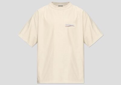 Ανδρικό-Μπεζ-Cream-T-shirt-With-Vintage-Effect-BALENCIAGA