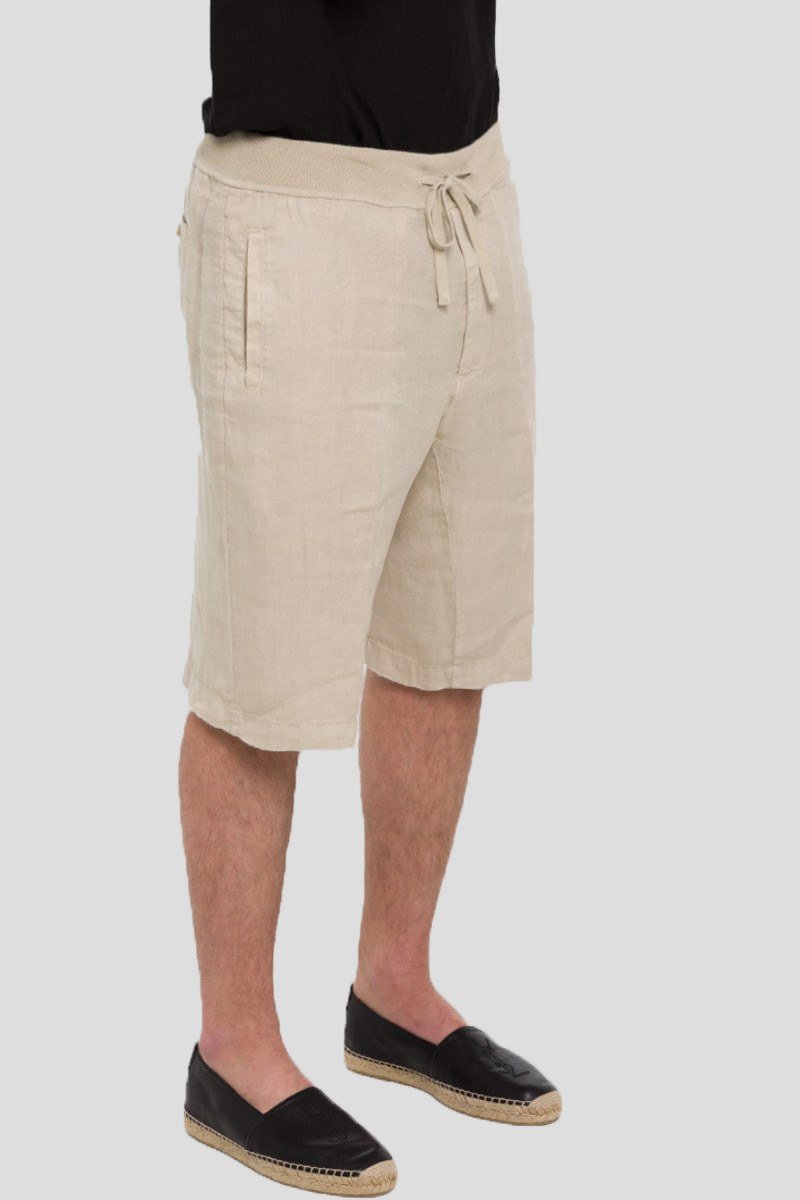 Ανδρικό Μπεζ Drawstring Linen Bermuda 120% LINO