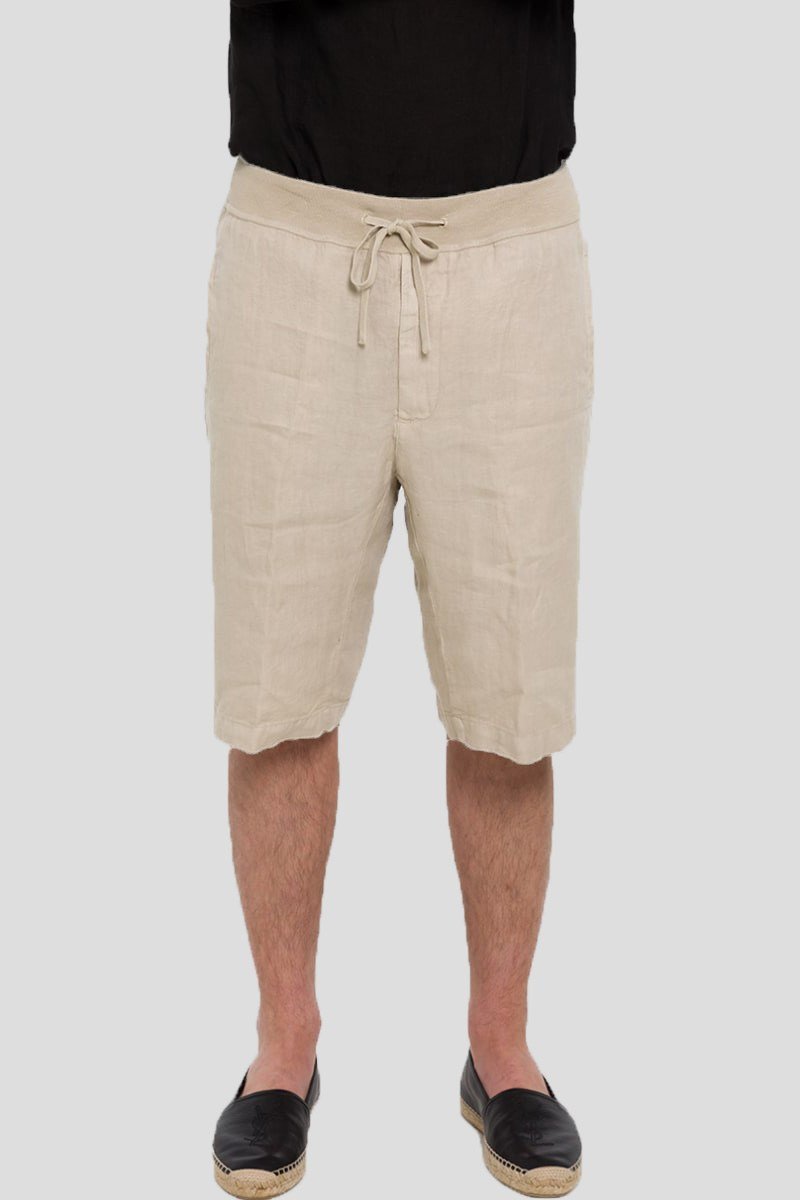 Ανδρικό Μπεζ Drawstring Linen Bermuda 120% LINO