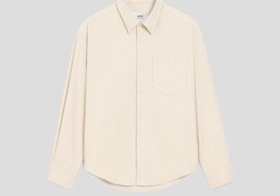Ανδρικό-Μπεζ-Embossed-Ami-De-Coeur-Boxy-Shirt-AMI-PARIS