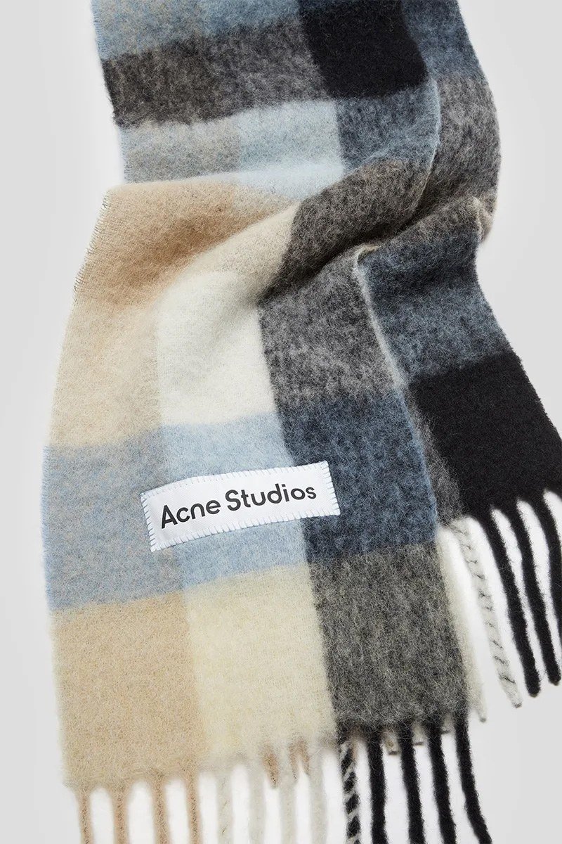 Ανδρικό Μπεζ Mohair Checked Scarf ACNE STUDIOS