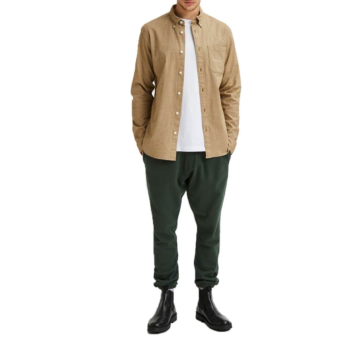 Ανδρικό Μπεζ Patch Pocket Shirt/Beige SELECTED HOMME