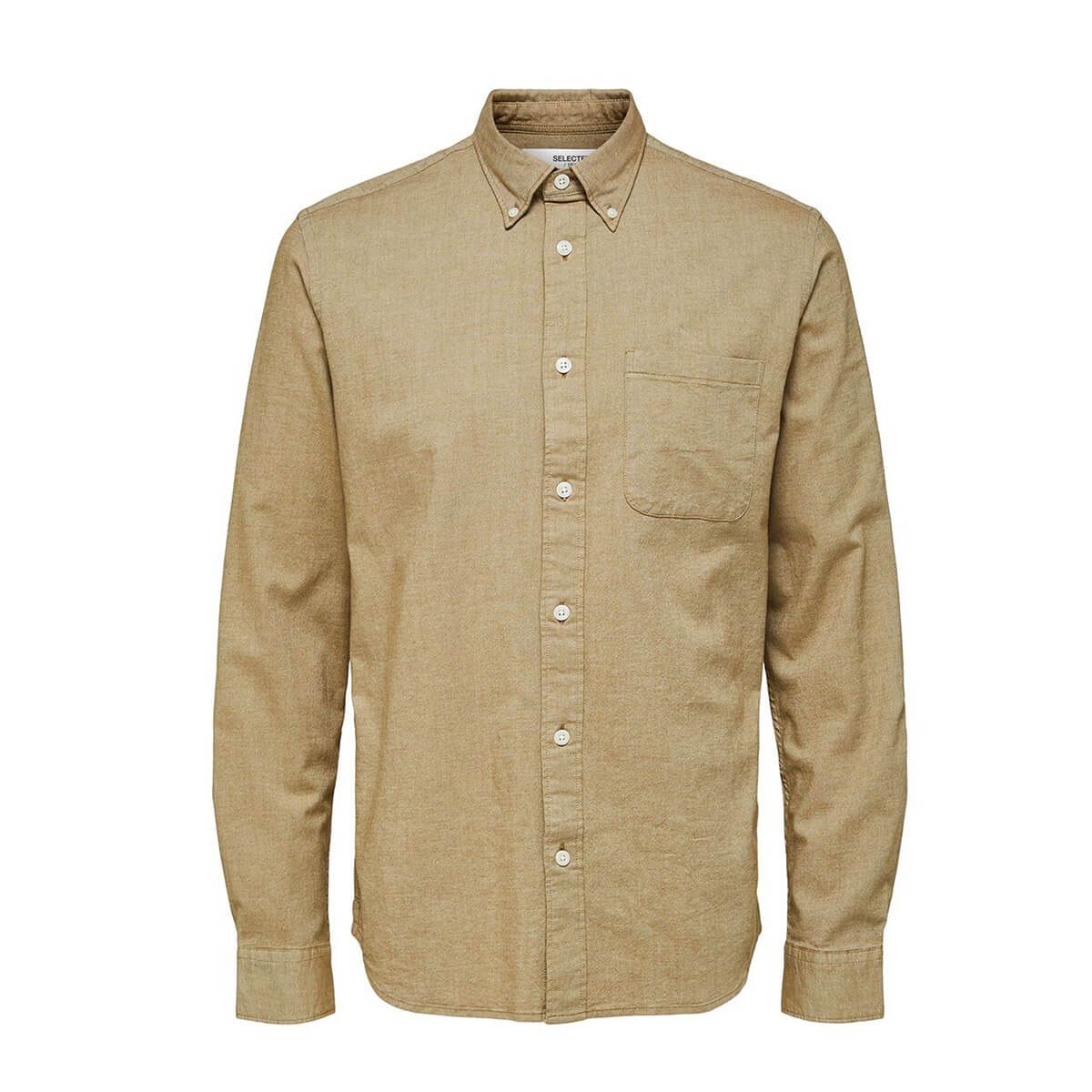 Ανδρικό Μπεζ Patch Pocket Shirt/Beige SELECTED HOMME