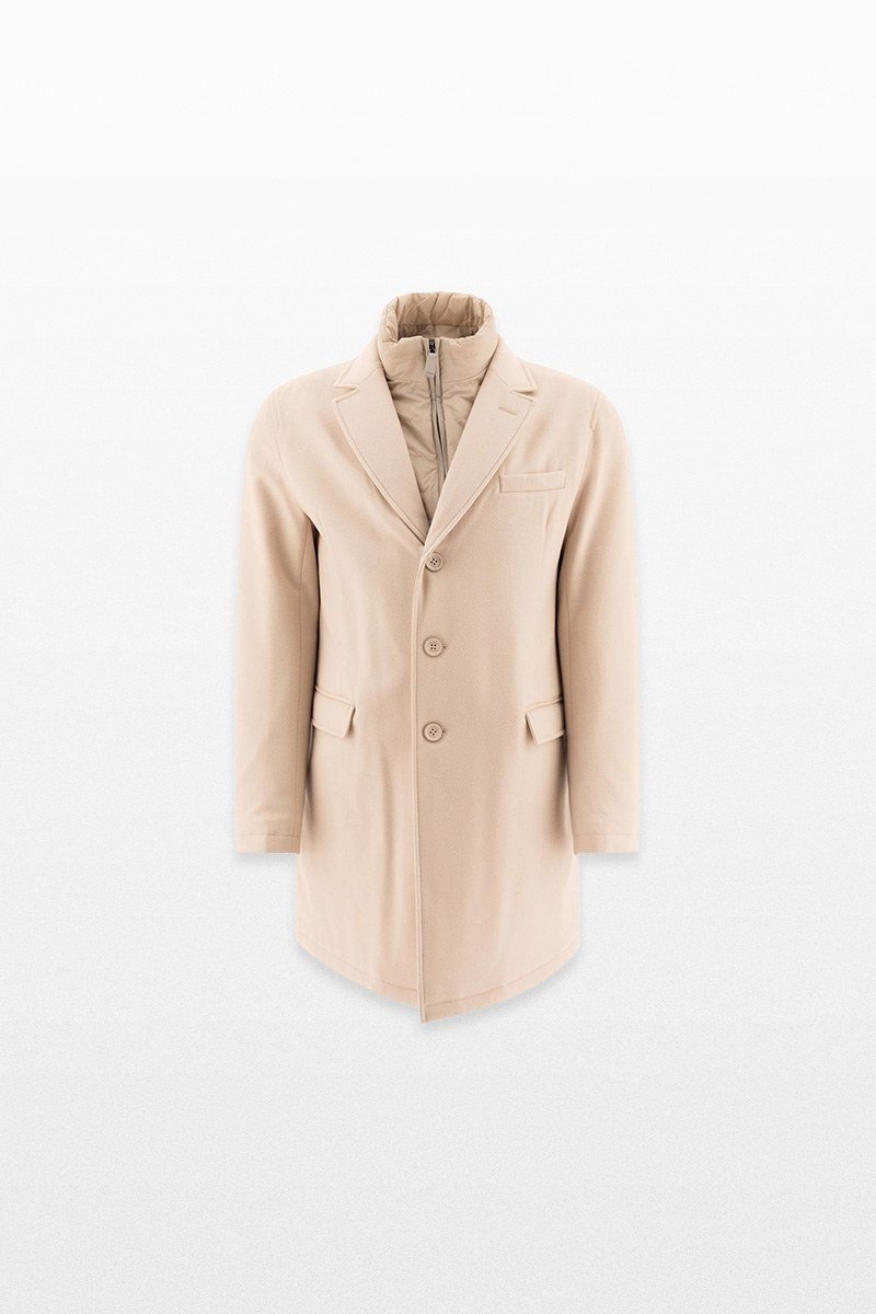 Ανδρικό-Μπεζ-Shell-Trimmed-Wool-Coat-HERNO