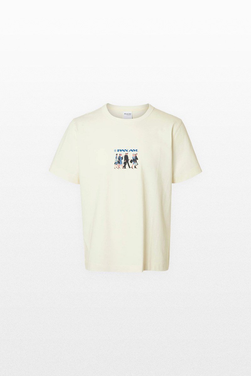 Ανδρικό-Μπεζ-Short-Sleeved-T-shirt-SELECTED-HOMME