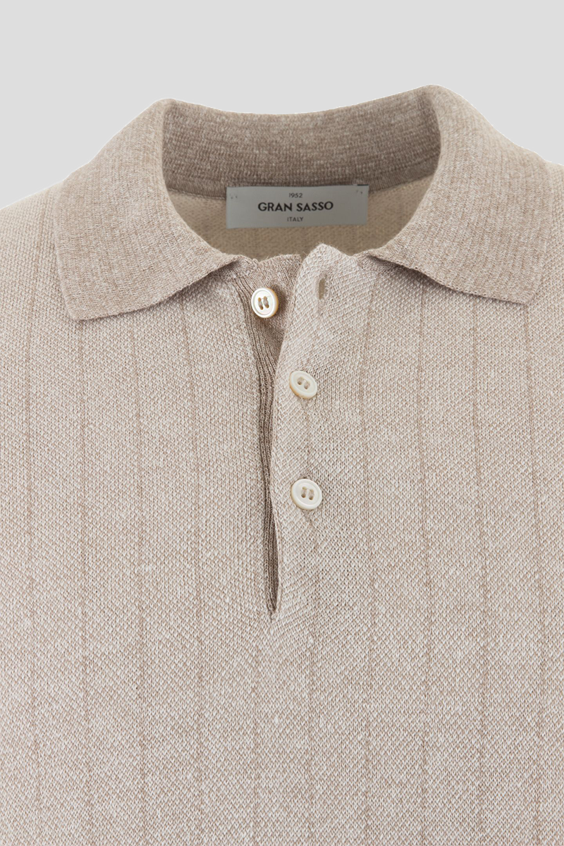Ανδρικό Μπεζ Stripe Poloshirt Soft GRAN SASSO