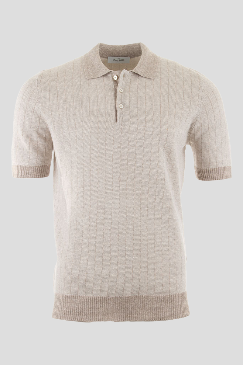 Ανδρικό-Μπεζ-Stripe-Poloshirt-Soft-GRAN-SASSO