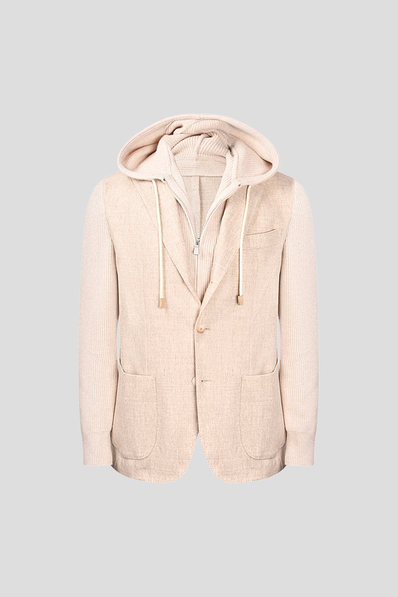 Ανδρικό-Μπεζ-Super-Geelong-and-Flannel-Hooded-Jacket-GRAN-SASSO