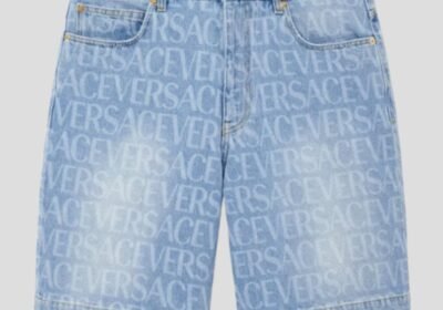 Ανδρικό-Μπλε-Allover-Denim-Shorts-VERSACE