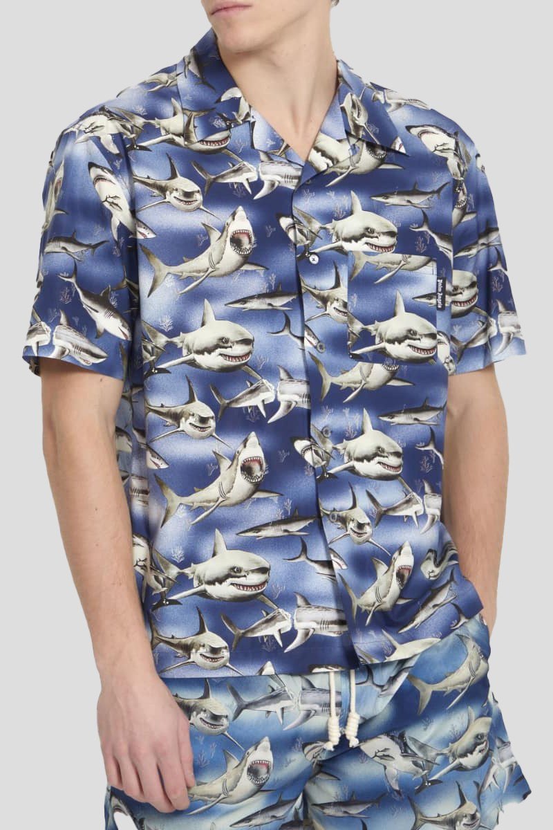 Ανδρικό Μπλε Bowling Shirt Blue PALM ANGELS