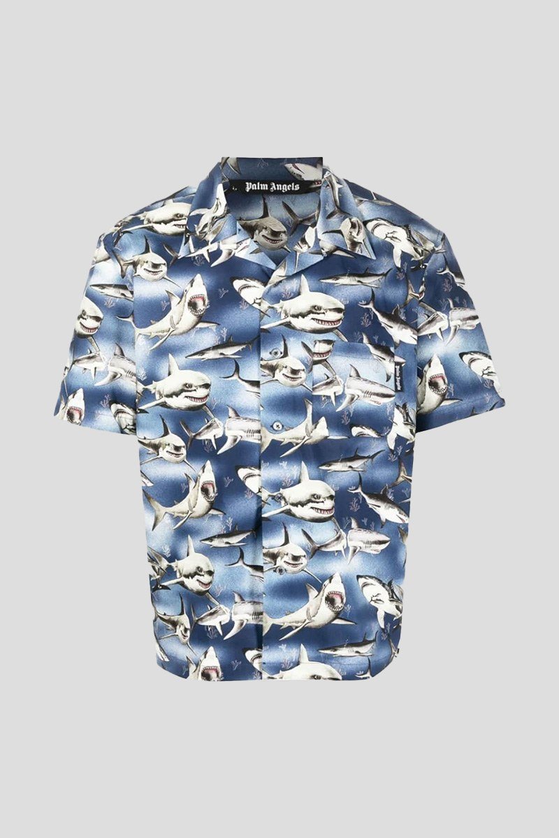 Ανδρικό-Μπλε-Bowling-Shirt-Blue-Black-PALM-ANGELS