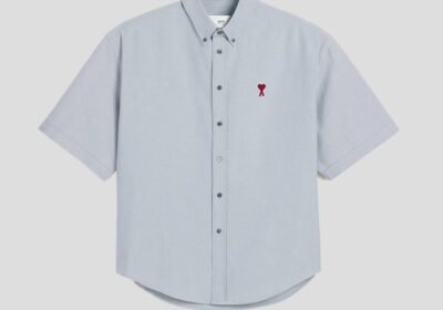 Ανδρικό-Μπλε-Boxy-Fit-Short-Sleeves-Shirt-AMI-PARIS