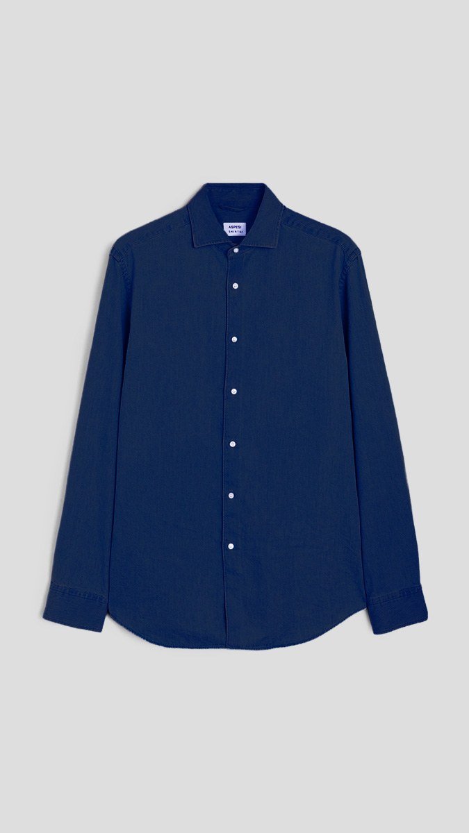 Ανδρικό-Μπλε-Chambray-Micro-Twill-Vic-Shirt-ASPESI